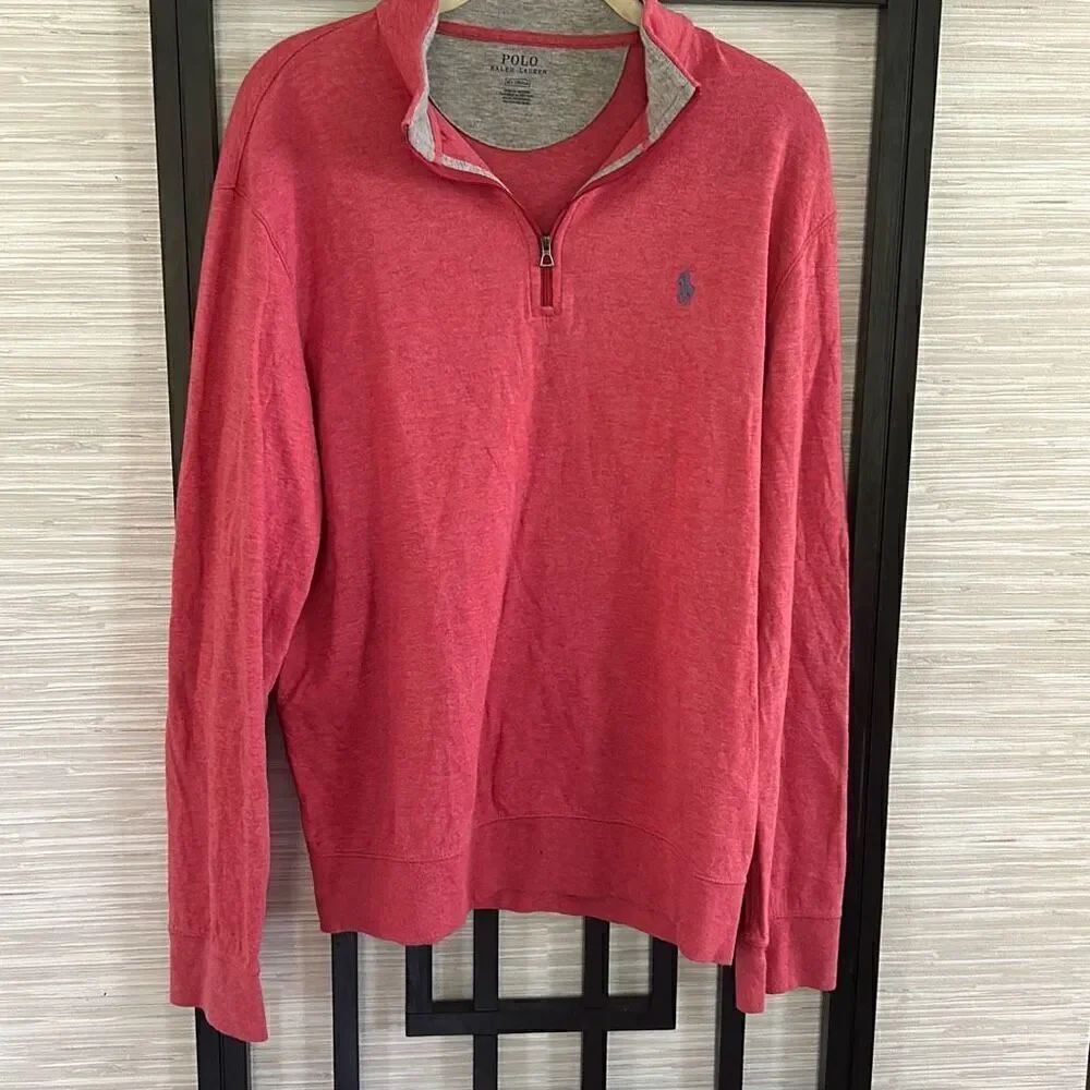 Polo Ralph Lauren red long sleeve sweatshirt half zip size M